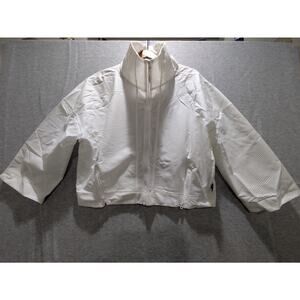 Reebook Jacket Women's Medium White Cropped Track‎ Jacket High Neck Full Zip NWT